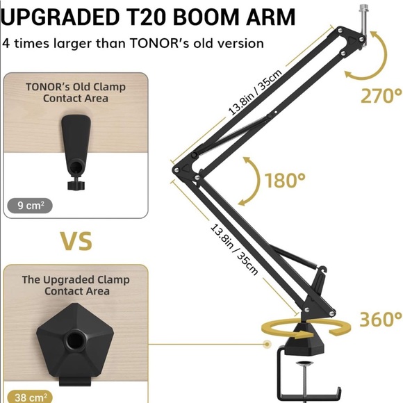 XLR Condenser Microphone, TONOR Professional Cardioid Studio Mic Kit - Picture 4 of 6